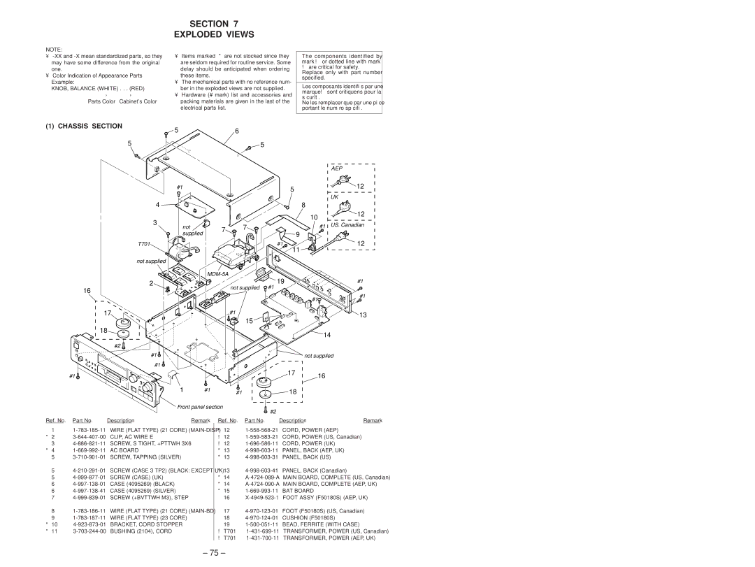 Sony MDS-JB920 service manual Section Exploded Views, Chassis Section 