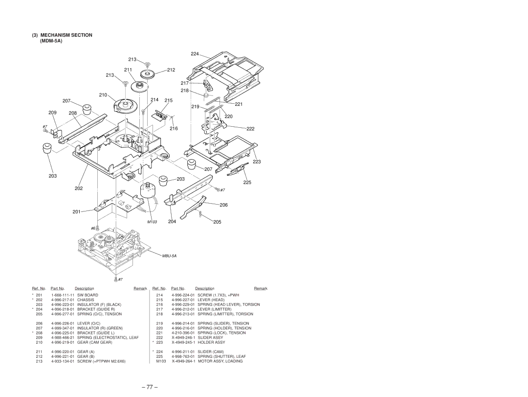 Sony MDS-JB920 service manual 206 201, 204 205, 209 4-988-466-21 Spring ELECTROSTATIC, Leaf 