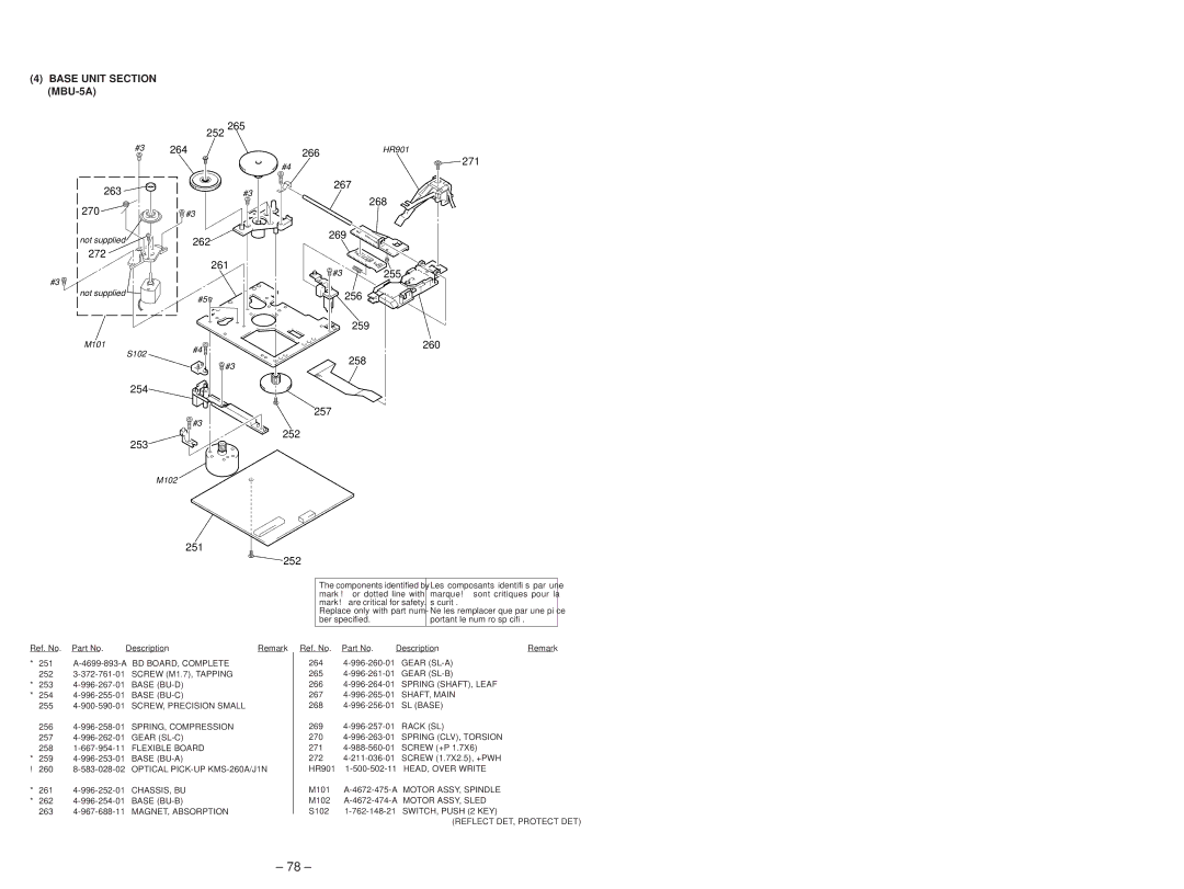 Sony MDS-JB920 service manual Base Unit Section MBU-5A 