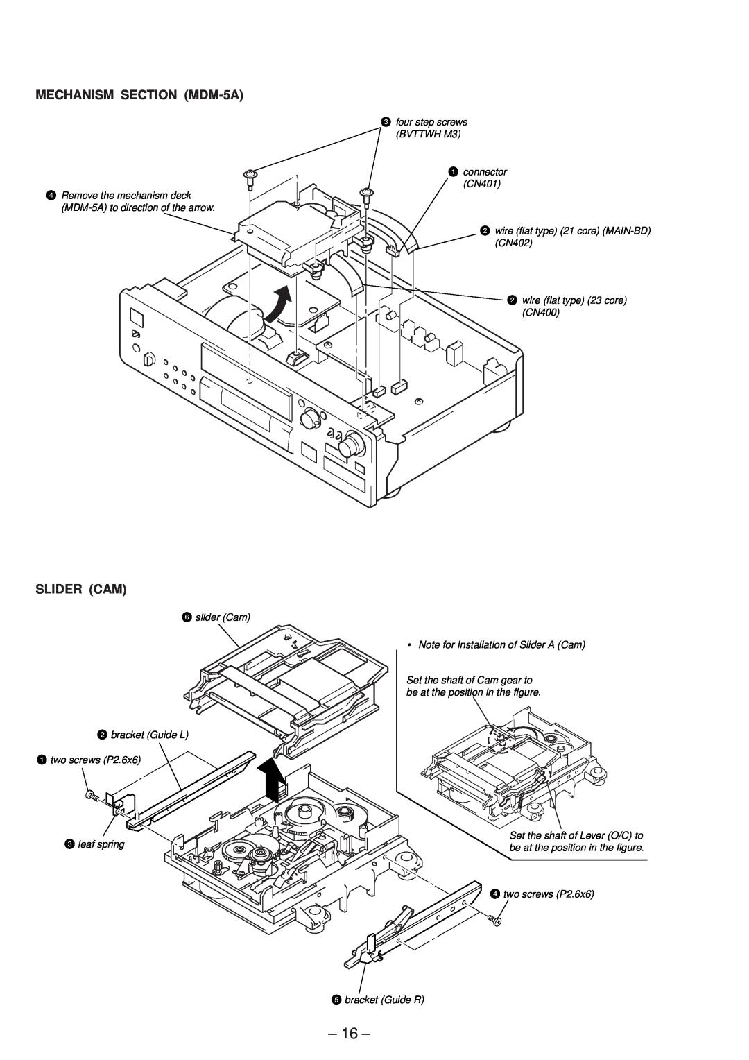 Sony MDS-JB920 service manual 16, MECHANISM SECTION MDM-5A, Slider Cam 