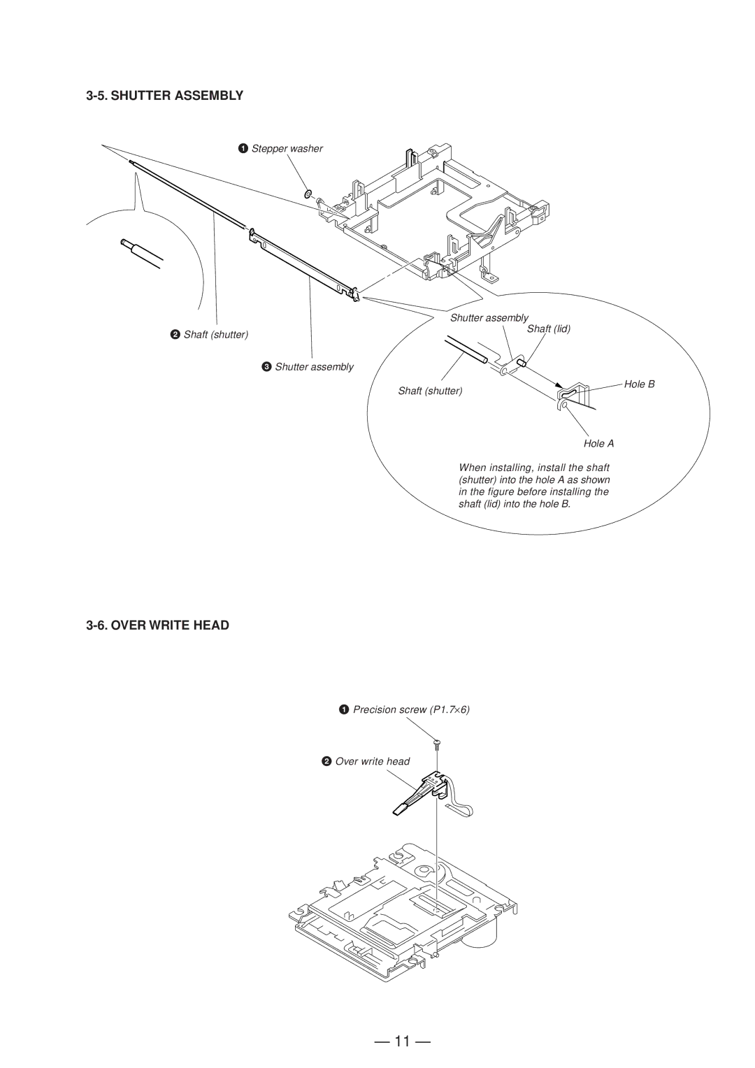 Sony MDS-JD320 service manual Shutter Assembly, Over Write Head 