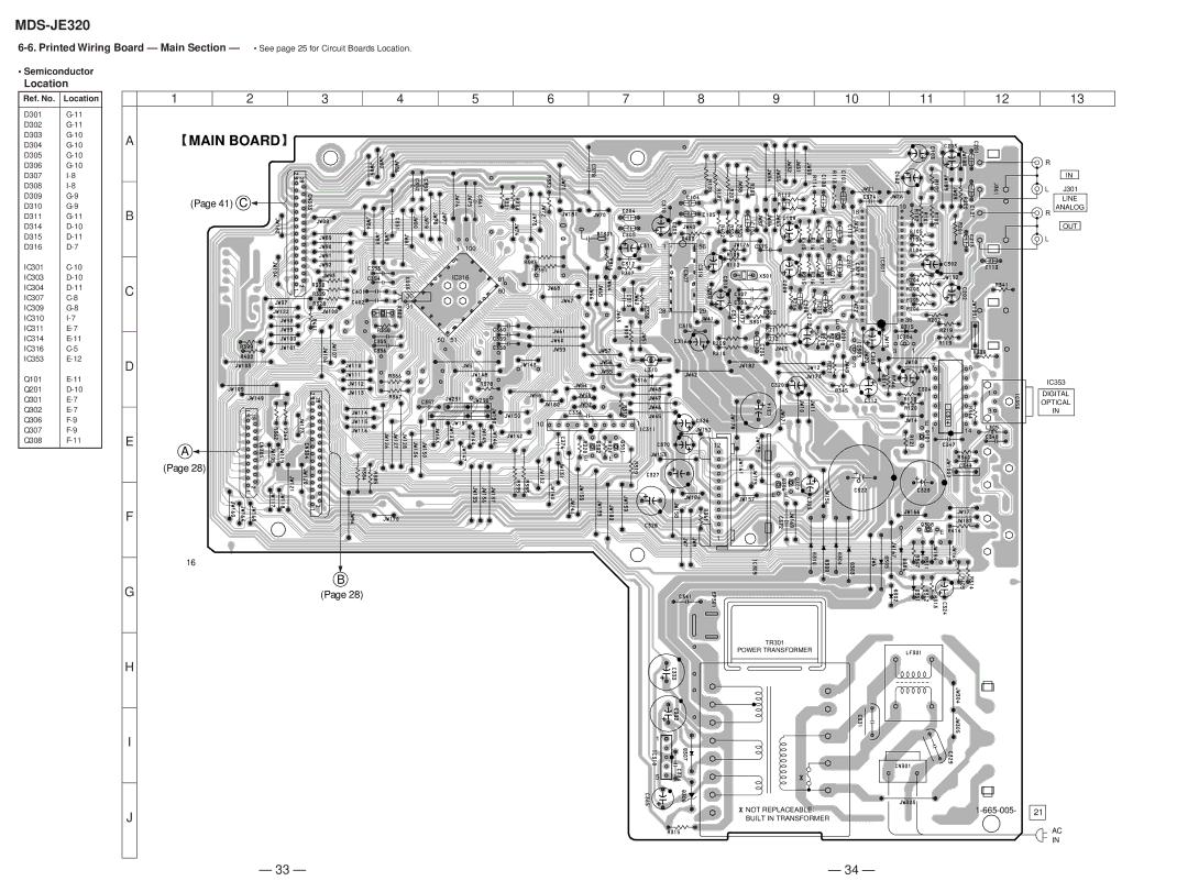 Sony MDS-JD320 service manual Main Board, Printed Wiring Board Main Section 