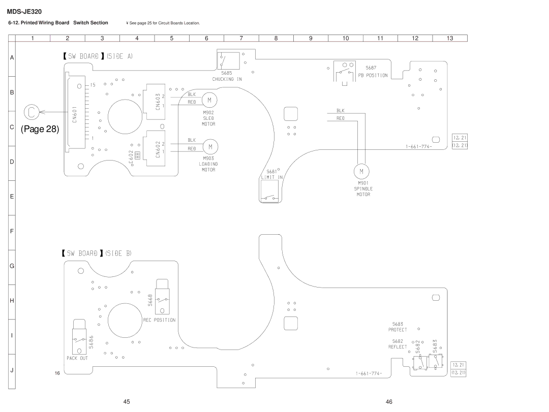 Sony MDS-JD320 service manual Printed Wiring Board Switch Section 