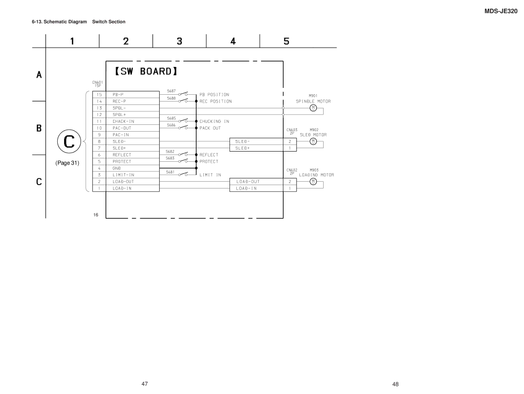 Sony MDS-JD320 service manual Schematic Diagram Switch Section 