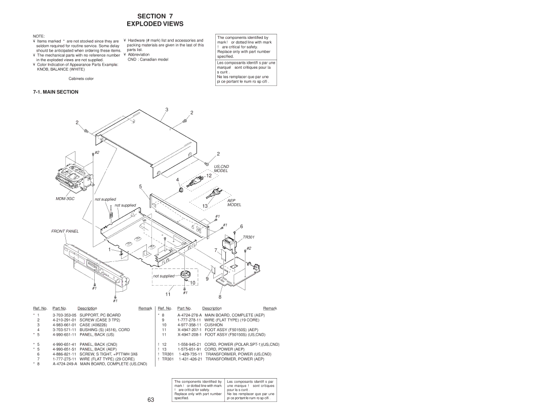 Sony MDS-JD320 service manual Section Exploded Views, Main Section 