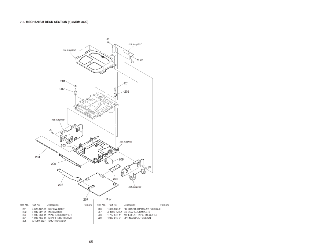 Sony MDS-JD320 service manual Mechanism Deck MDM-3GC, 201 202, 203 204 205 206 207, 209 208 