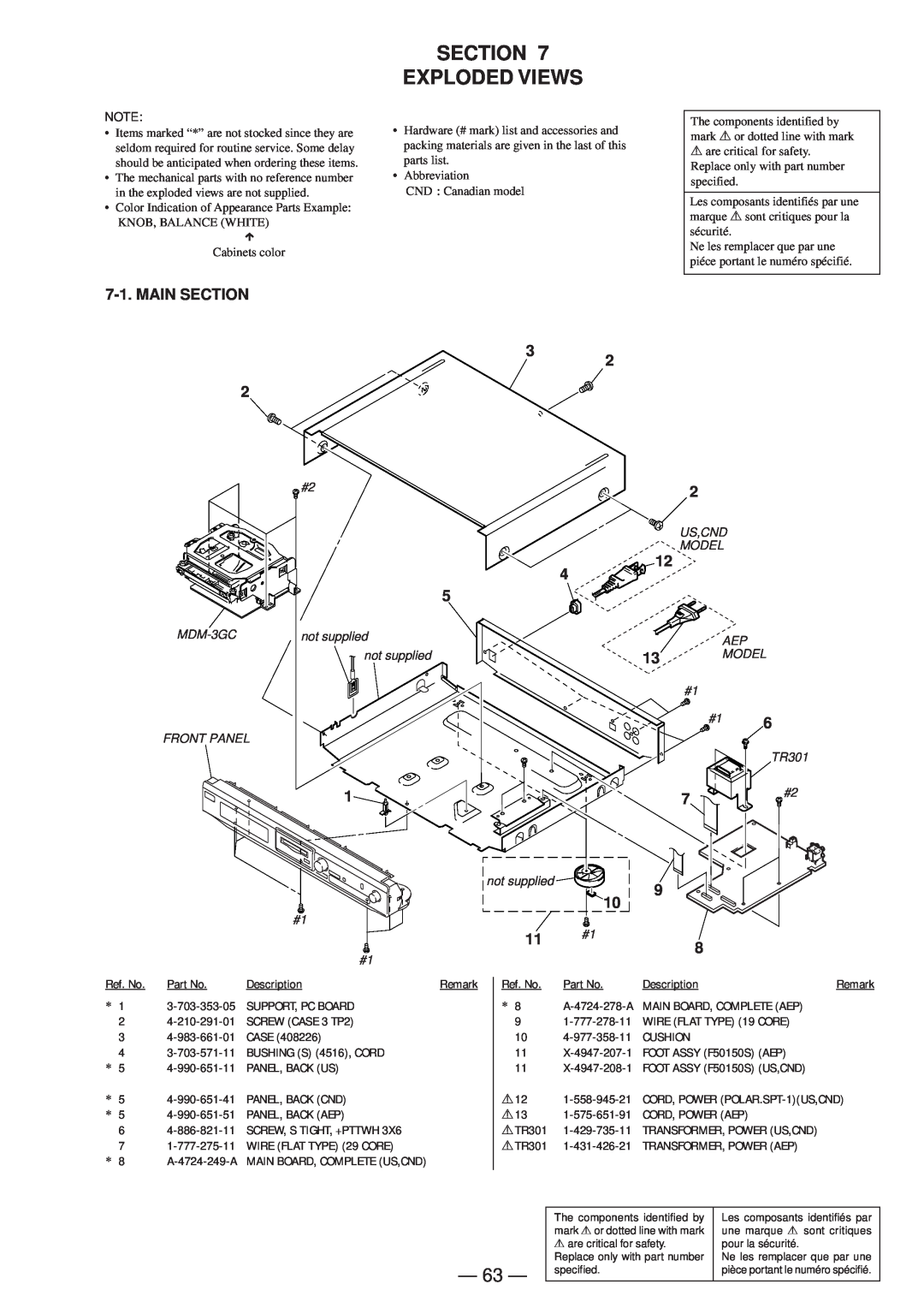 Sony MDS-JD320 service manual Section Exploded Views, Main Section 