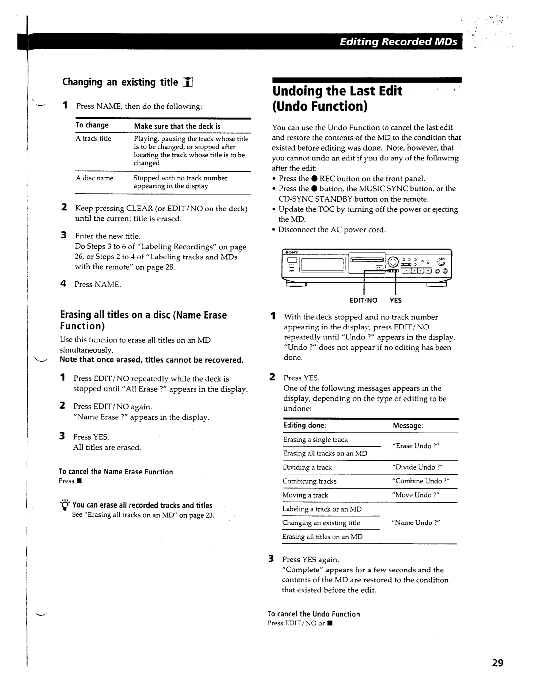 Sony MDS-JE510, MDS-JE500 manual 