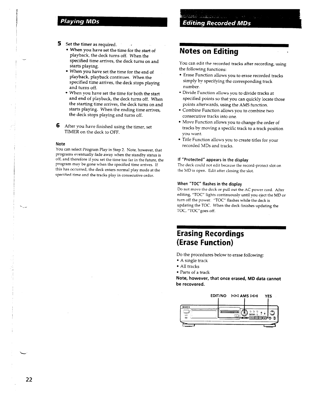 Sony MDS-JE500, MDS-JE510 manual 