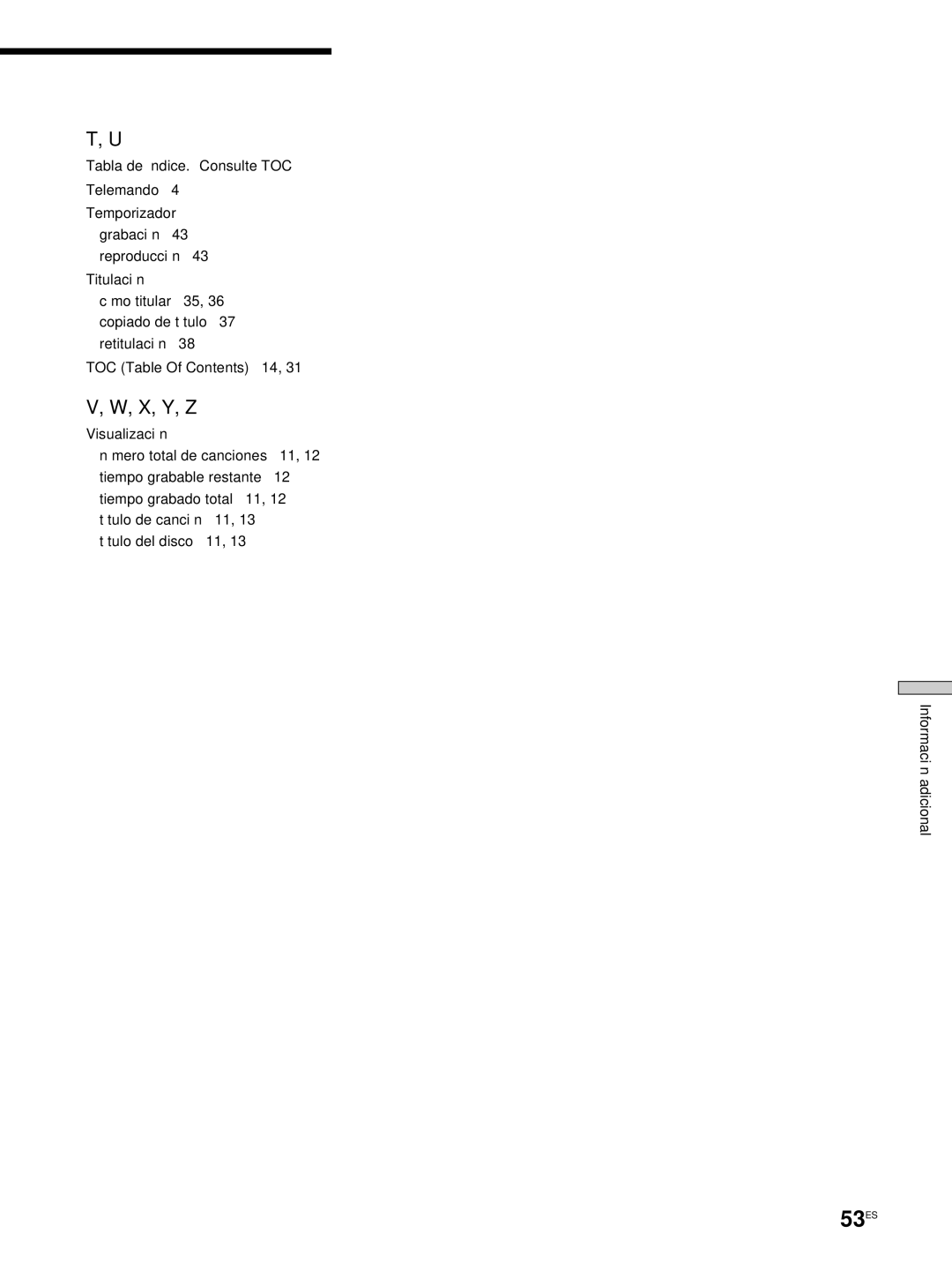 Sony MDS-JE530 manual 53ES, X, Y, Z 