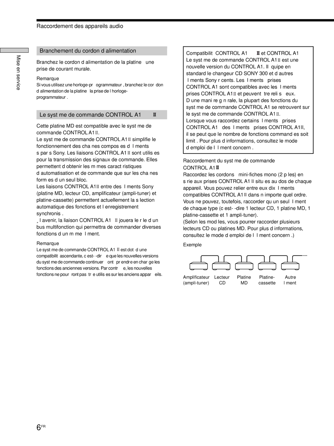 Sony MDS-JE530 manual Le système de commande Control A1, Compatibilité Control A1 et Control A1 