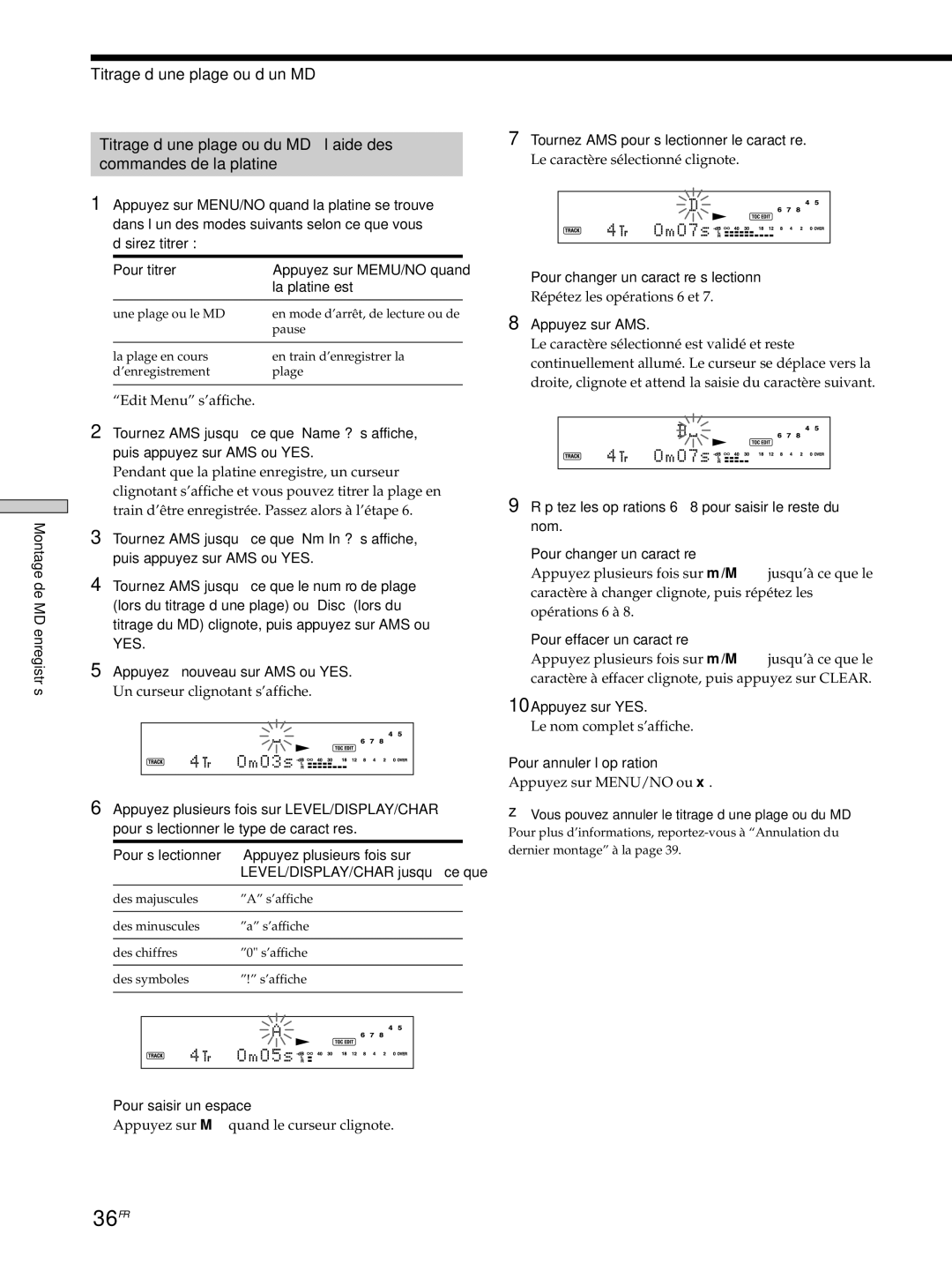 Sony MDS-JE530 manual 36FR 