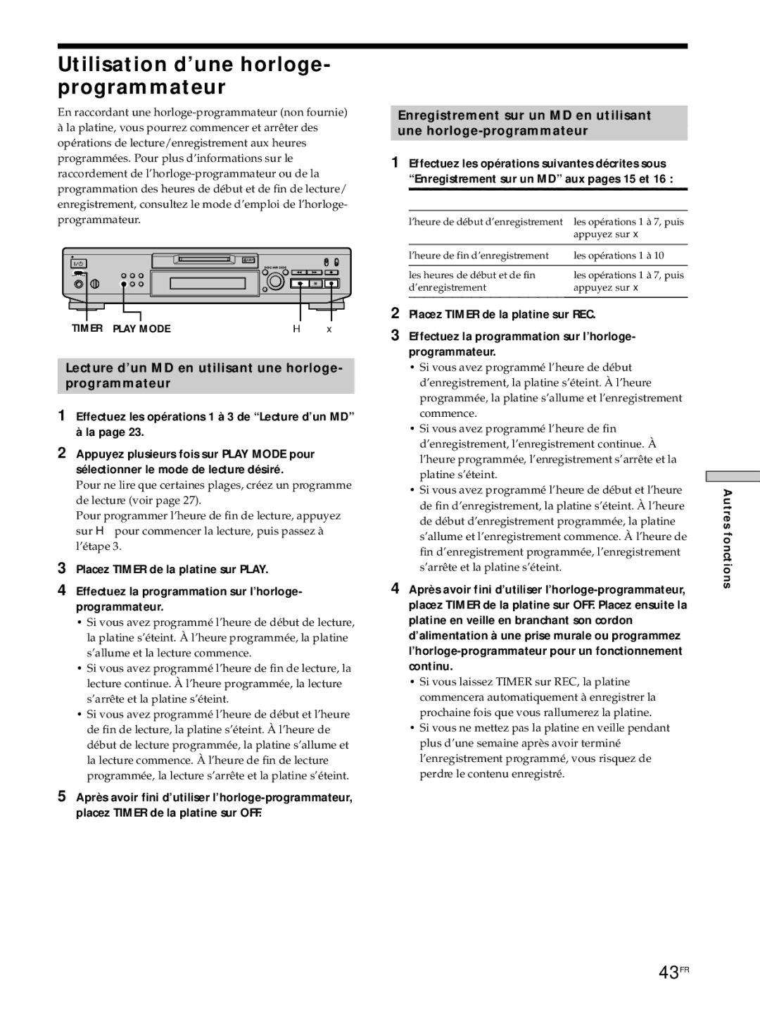 Sony MDS-JE530 manual 43FR 