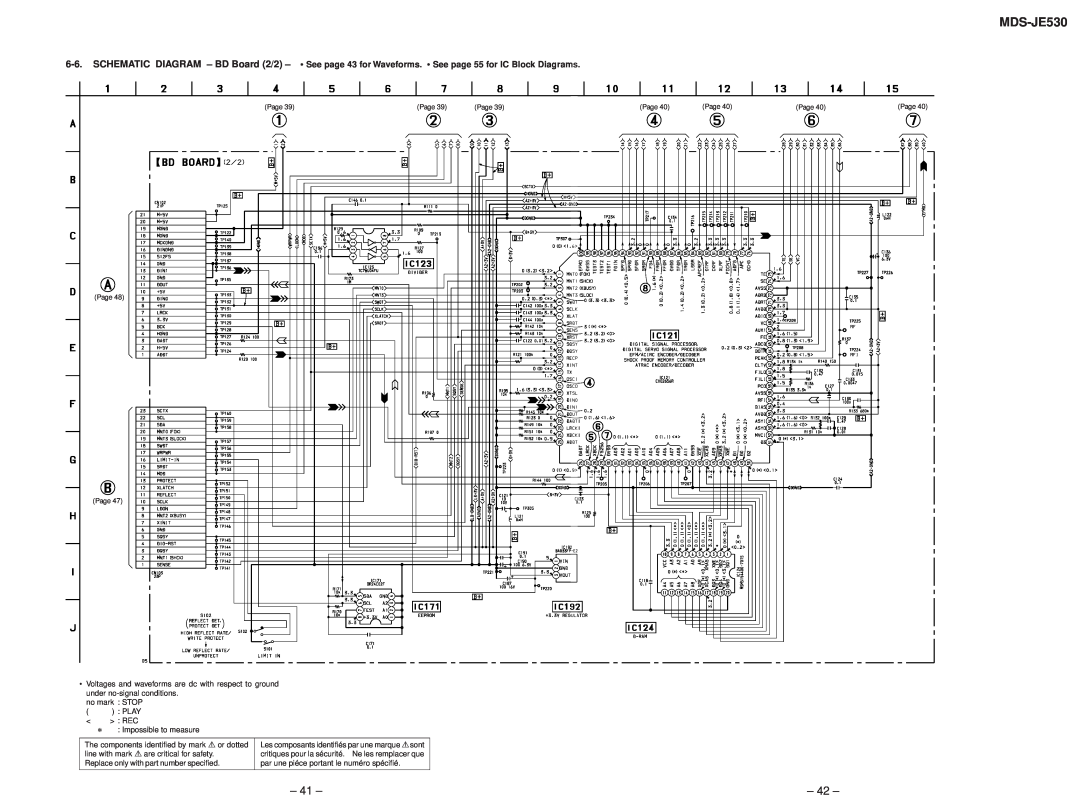 Sony MDS-JE530 service manual 41, 42, SCHEMATIC DIAGRAM – BD Board 2/2 – See• 