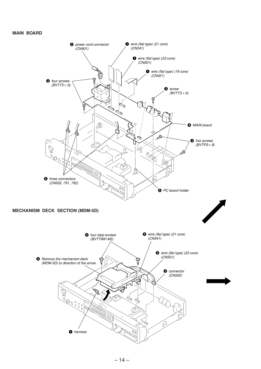 Sony MDS-JE630 service manual Main Board, Mechanism Deck Section MDM-5D 