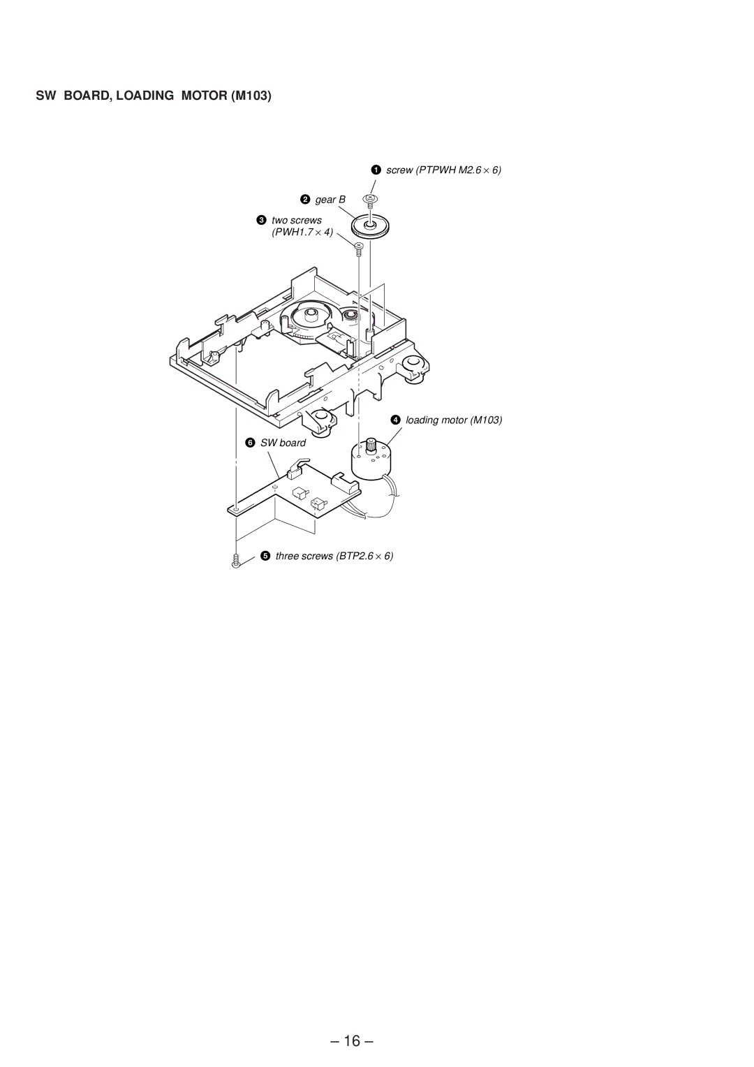 Sony MDS-JE630 service manual SW BOARD, Loading Motor M103 