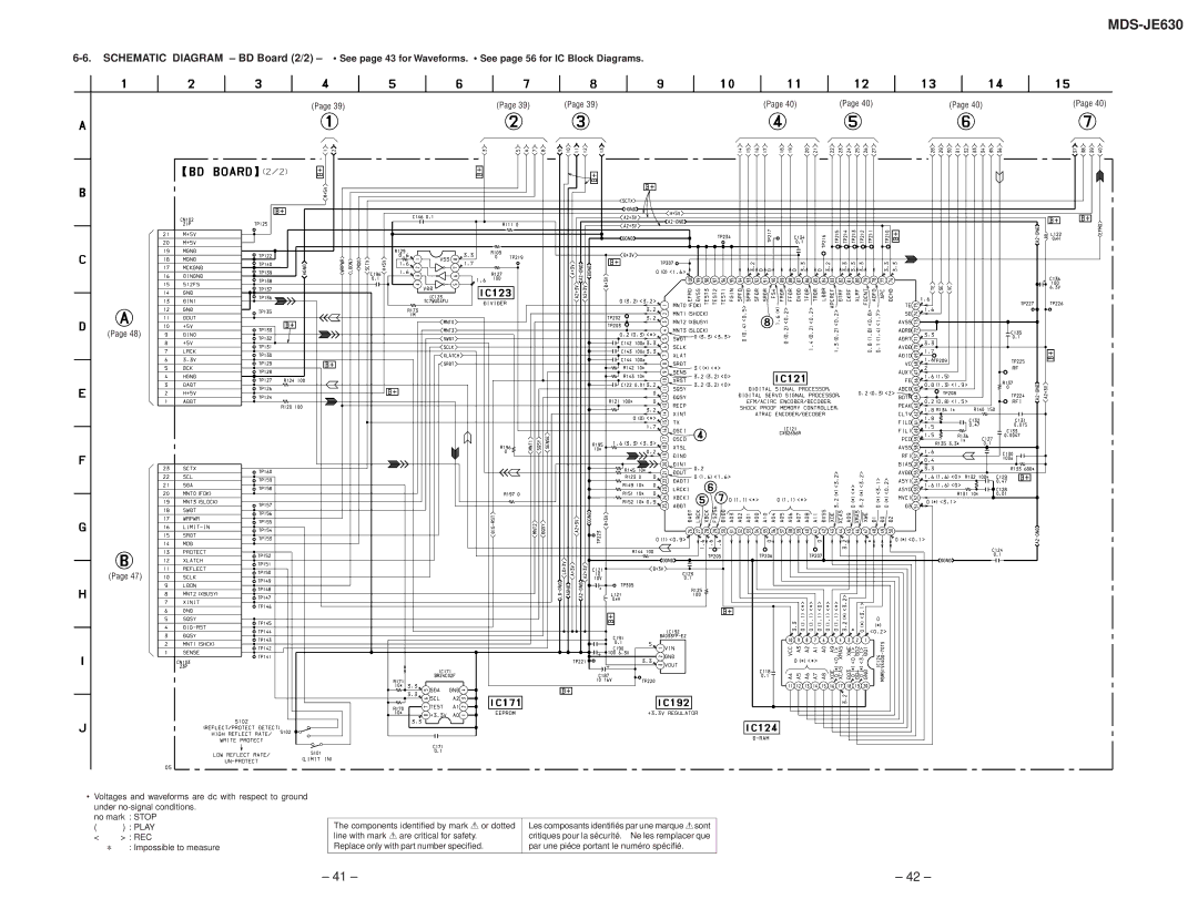 Sony MDS-JE630 service manual Schematic Diagram BD Board 2/2 See, for Waveforms. See page 56 for IC Block Diagrams 