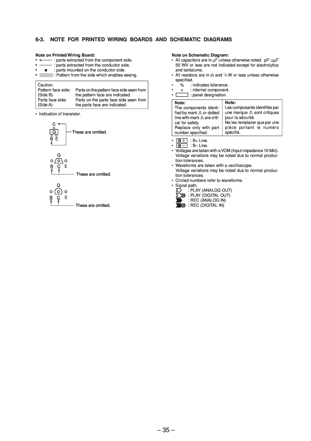 Sony MDS-JE630 service manual Note on Printed Wiring Board, Note on Schematic Diagram 