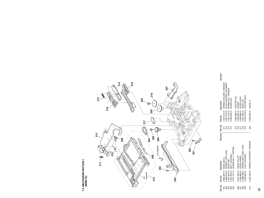 Sony MDS-JE640 specifications Mechanism MDM-7A, 202 220 201 213 215 216 205 218 207 