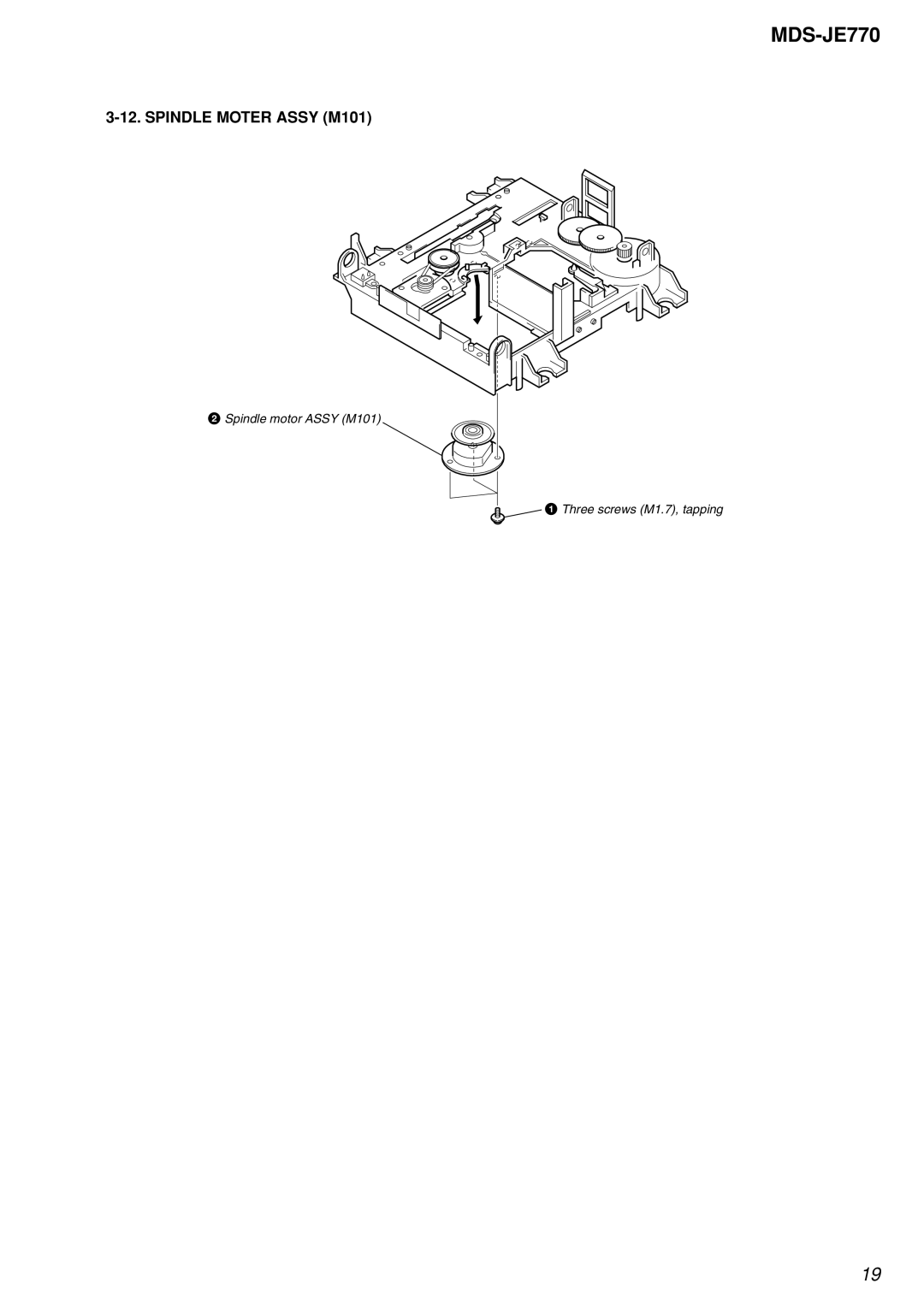 Sony MDS-JE770 specifications Spindle Moter Assy M101 