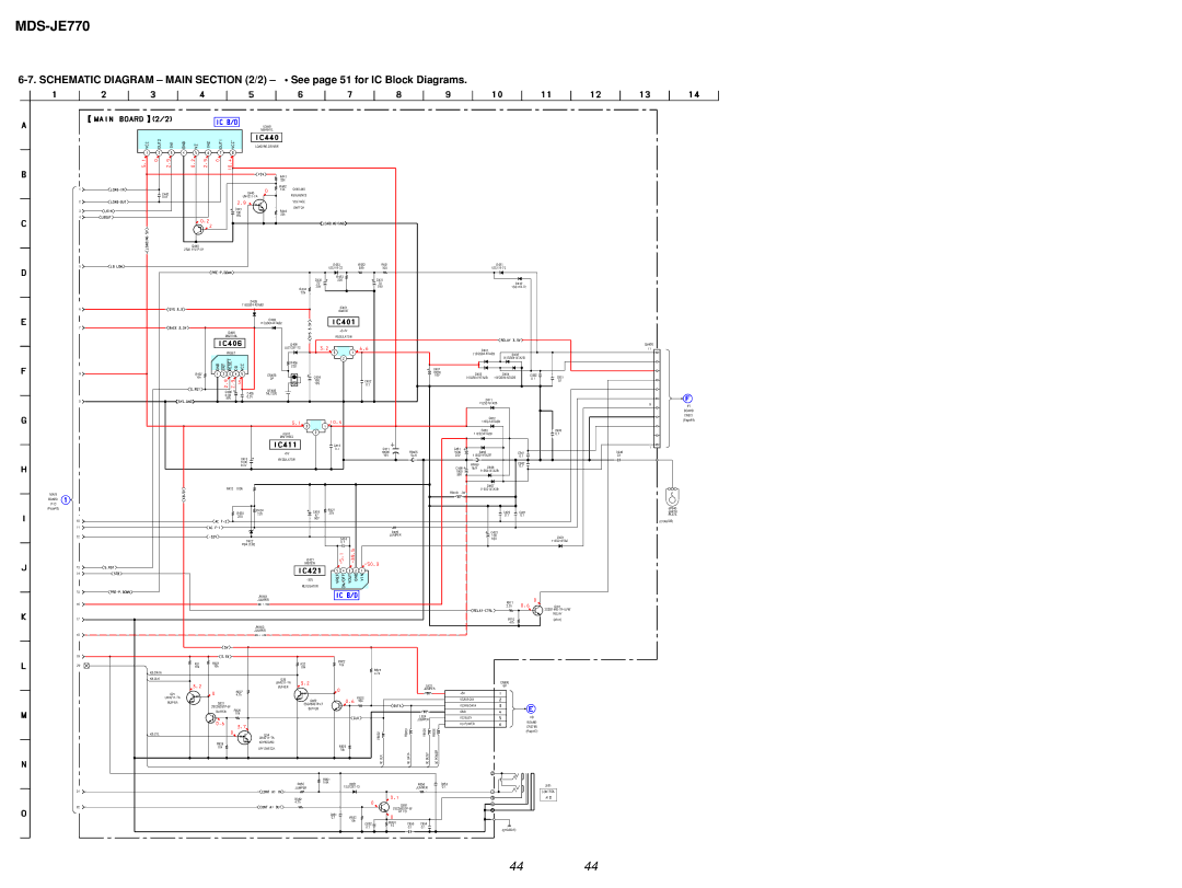 Sony MDS-JE770 specifications Schematic Diagram Main /2 See page 51 for IC Block Diagrams 