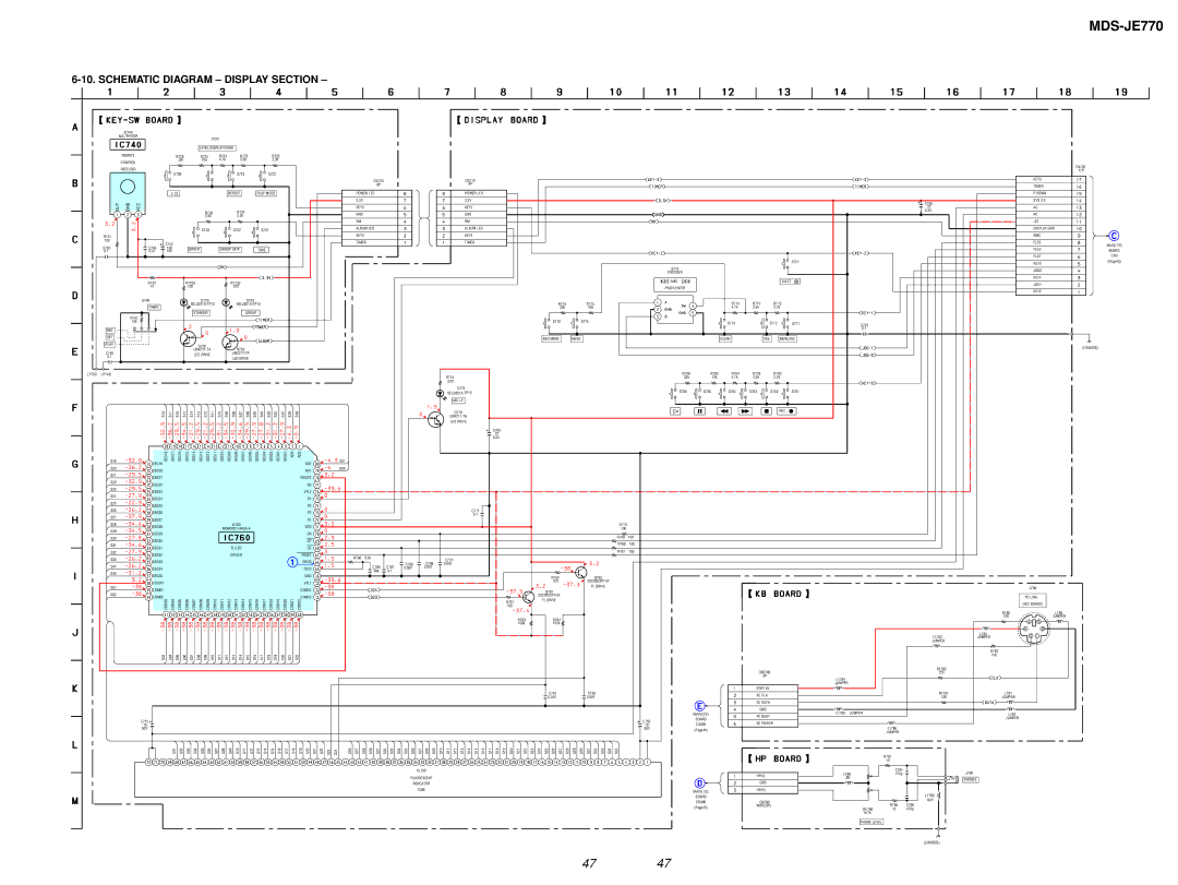 Sony MDS-JE770 specifications Schematic Diagram Display Section, LED Drive 