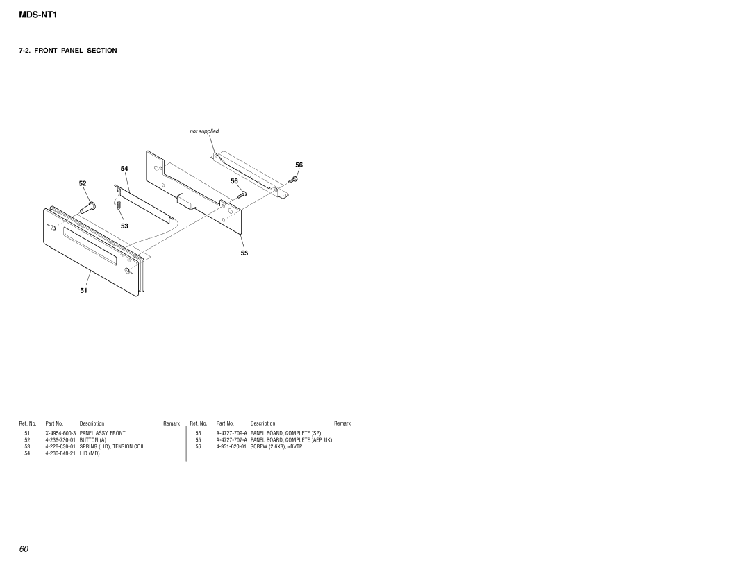 Sony MDS-NT1 service manual 56 4-951-620-01 Screw 2.6X8, +BVTP 