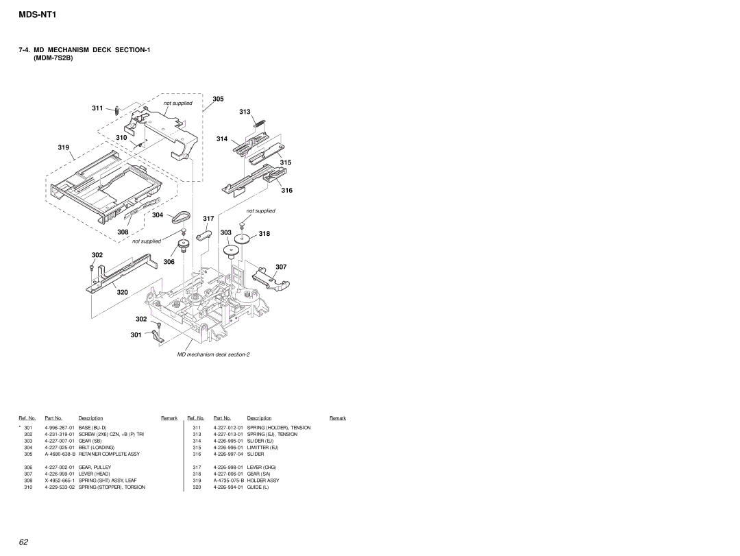 Sony MDS-NT1 service manual 311 310 319 304 308, 302 306 320 301 305 313 314 315 316, 317 303 307 