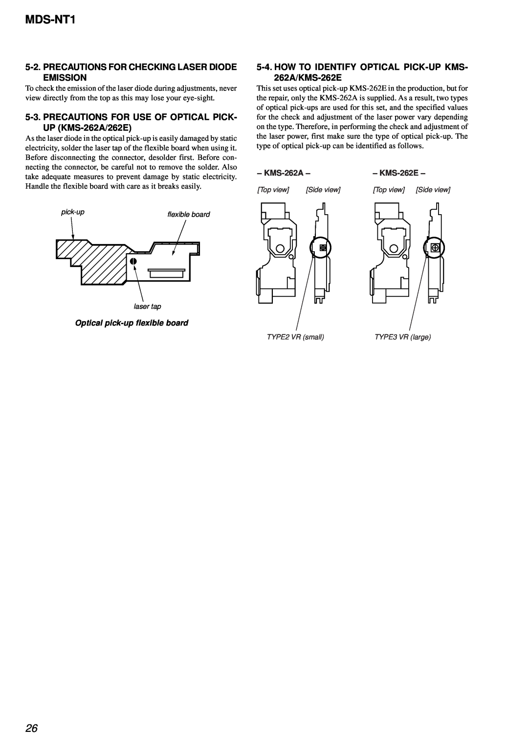 Sony MDS-NT1 service manual Precautions For Checking Laser Diode Emission 