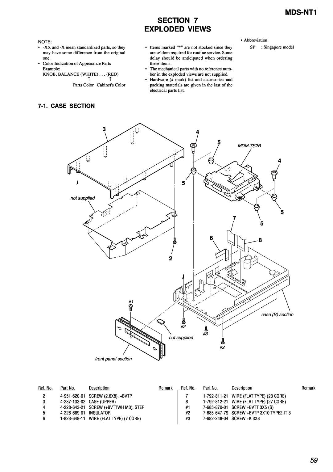Sony MDS-NT1 service manual Exploded Views, Case Section 