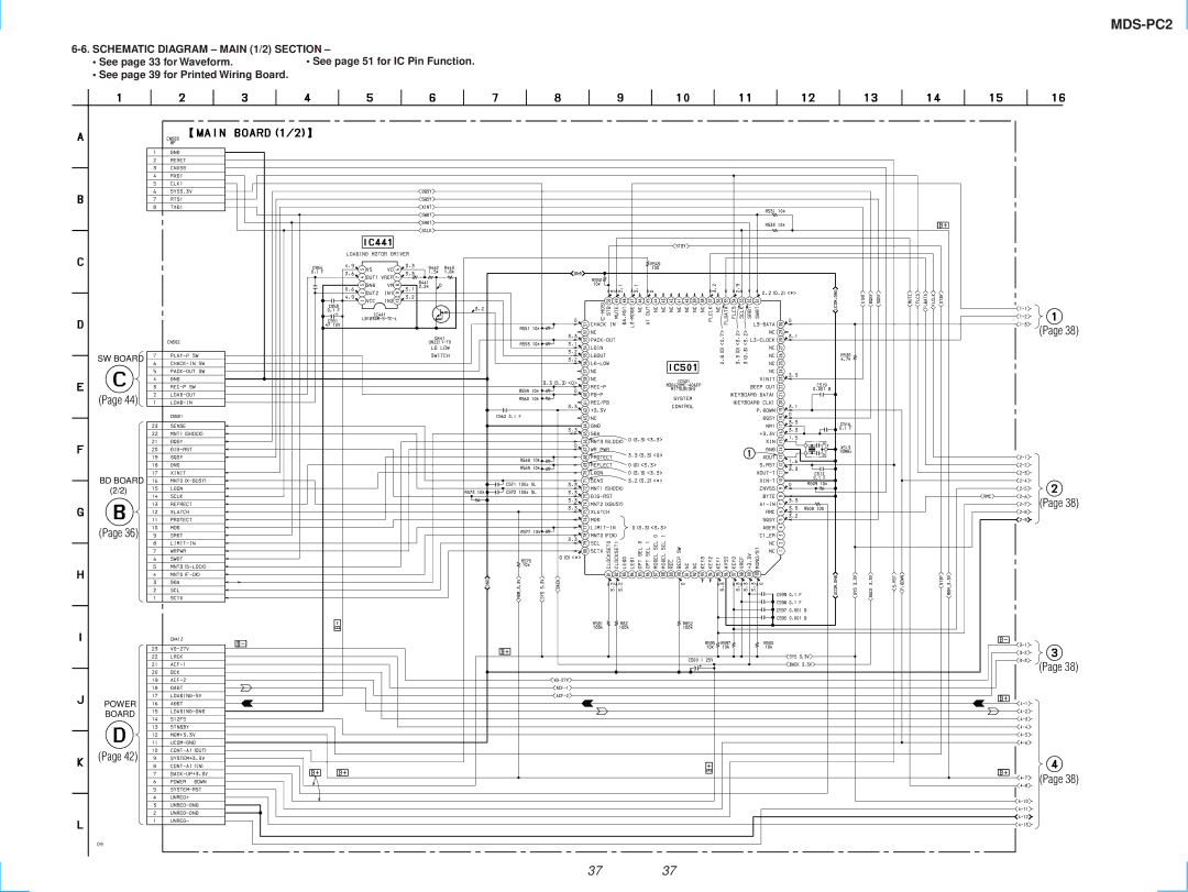 Sony MDS-PC2 service manual Schematic Diagram Main 1/2 Section 