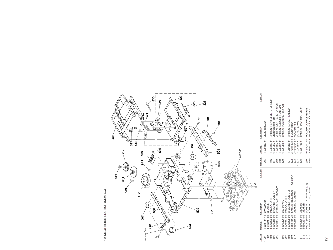 Sony MDS-PC2 service manual Mechanism Section MDM-5A, Insulator F, 509 4-988-466-21 Spring ELECTROSTATIC, Leaf 