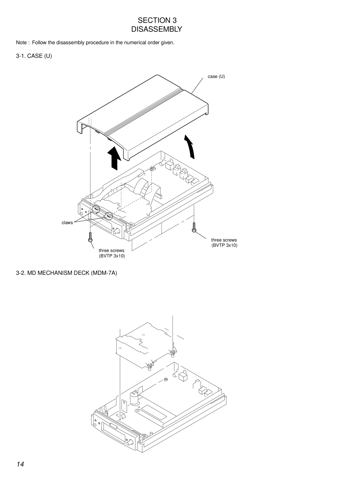 Sony MDS-PC3 specifications Section Disassembly, MD Mechanism Deck MDM-7A 