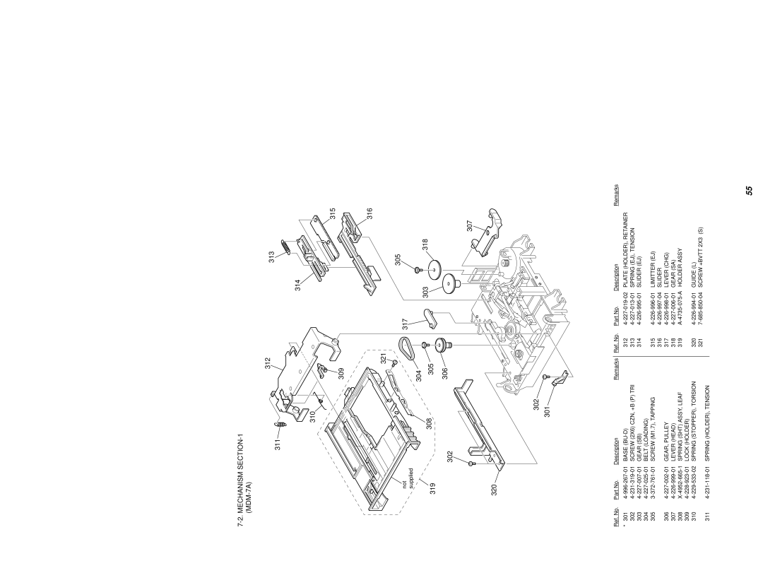 Sony MDS-PC3 specifications Mechanism MDM-7A, 319 302 320 317 304 308 303 305 306 301 318 307 