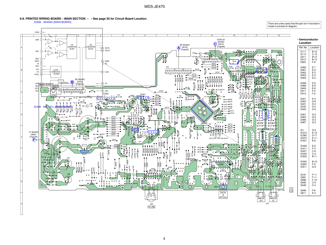 Sony MDS-S50 specifications IC500 AK4524 Main Board 