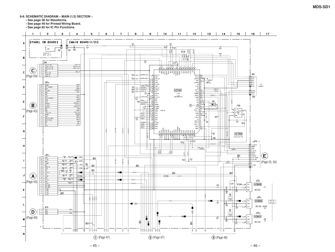 Sony MDS-SD1 service manual Schematic Diagram Main 1/2 Section 