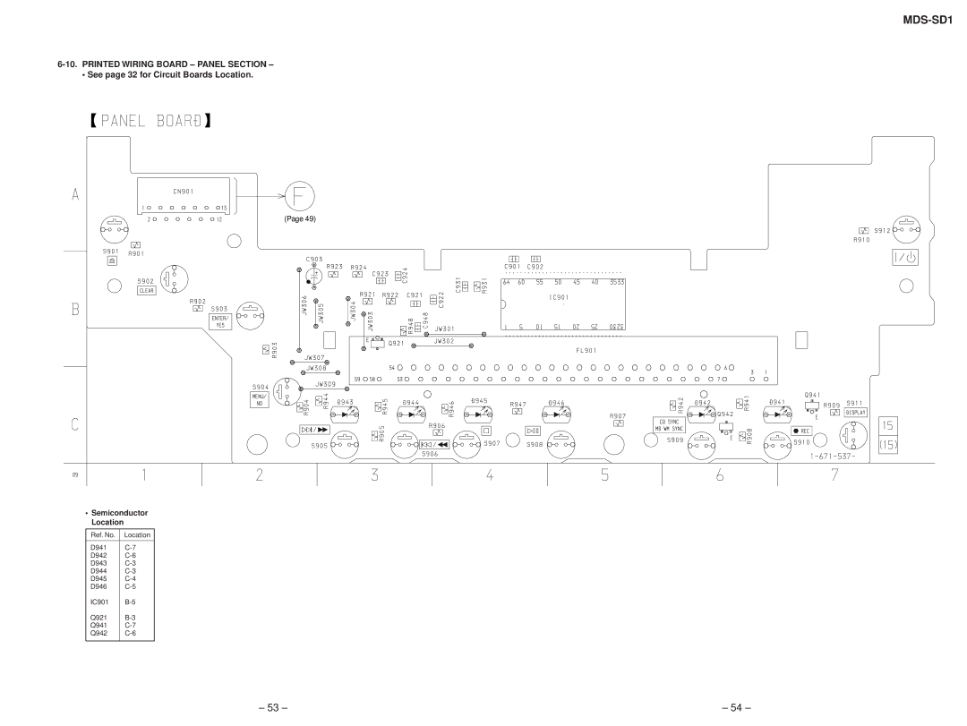 Sony MDS-SD1 service manual Printed Wiring Board Panel Section 