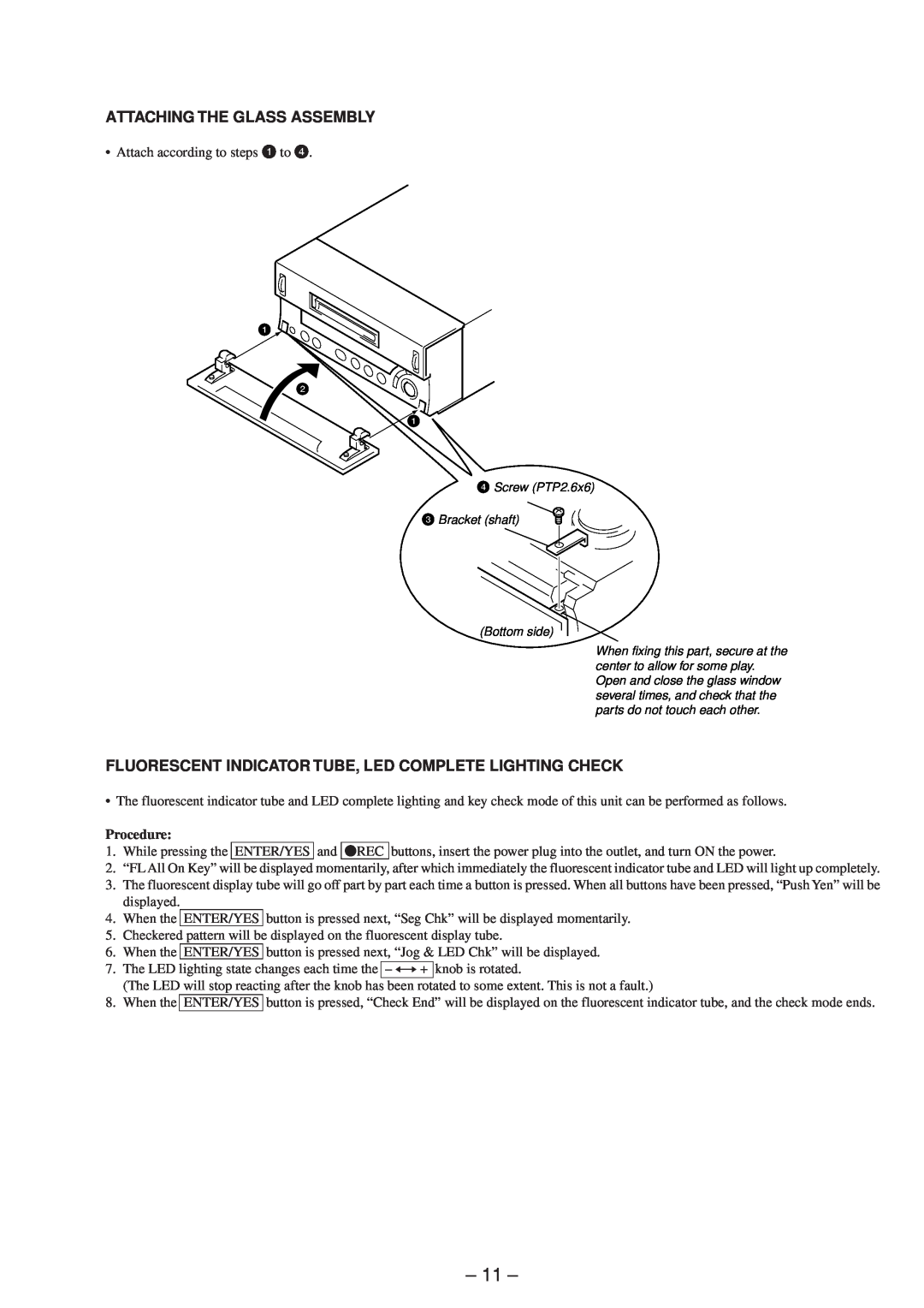 Sony MDS-SD1 service manual Attaching The Glass Assembly, Procedure 