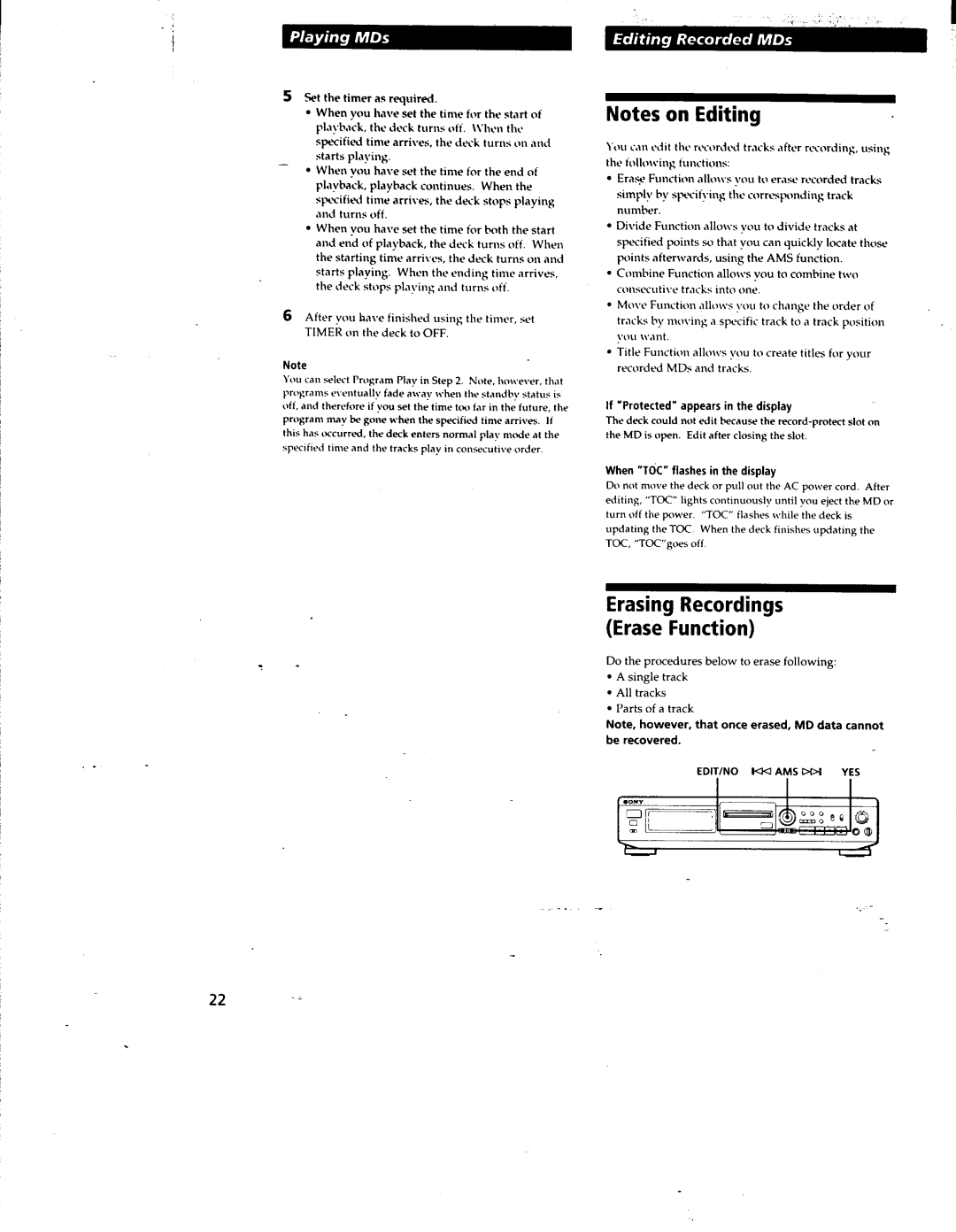 Sony MDSJE510, MDS-JE500 manual 