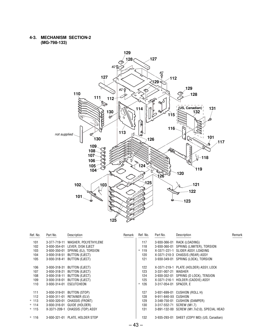 Sony MDX-61 service manual Mechanism 