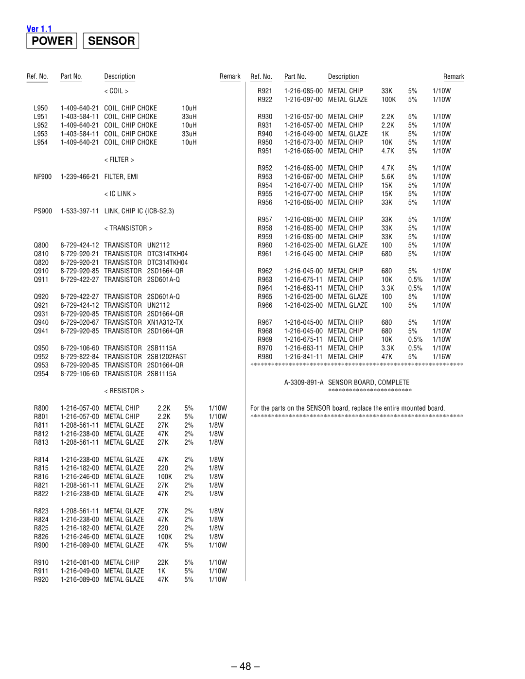 Sony MDX-61 service manual Power Sensor 