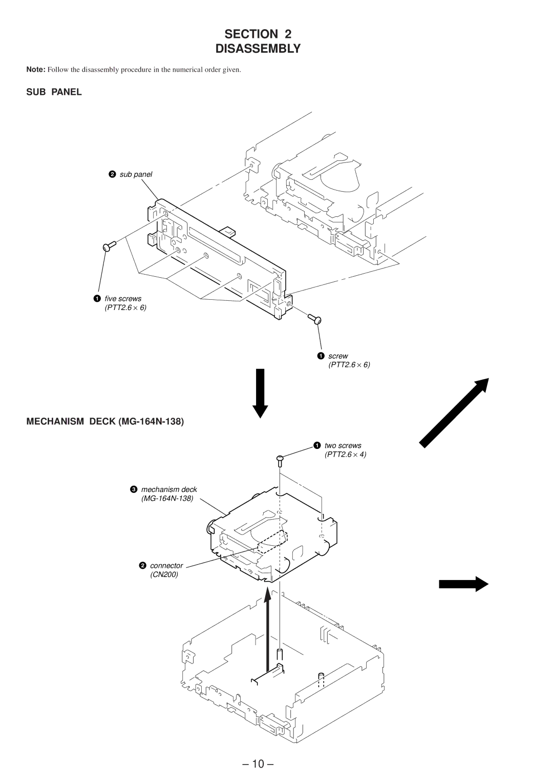 Sony MDX-C5970R service manual SUB Panel, Mechanism Deck MG-164N-138 