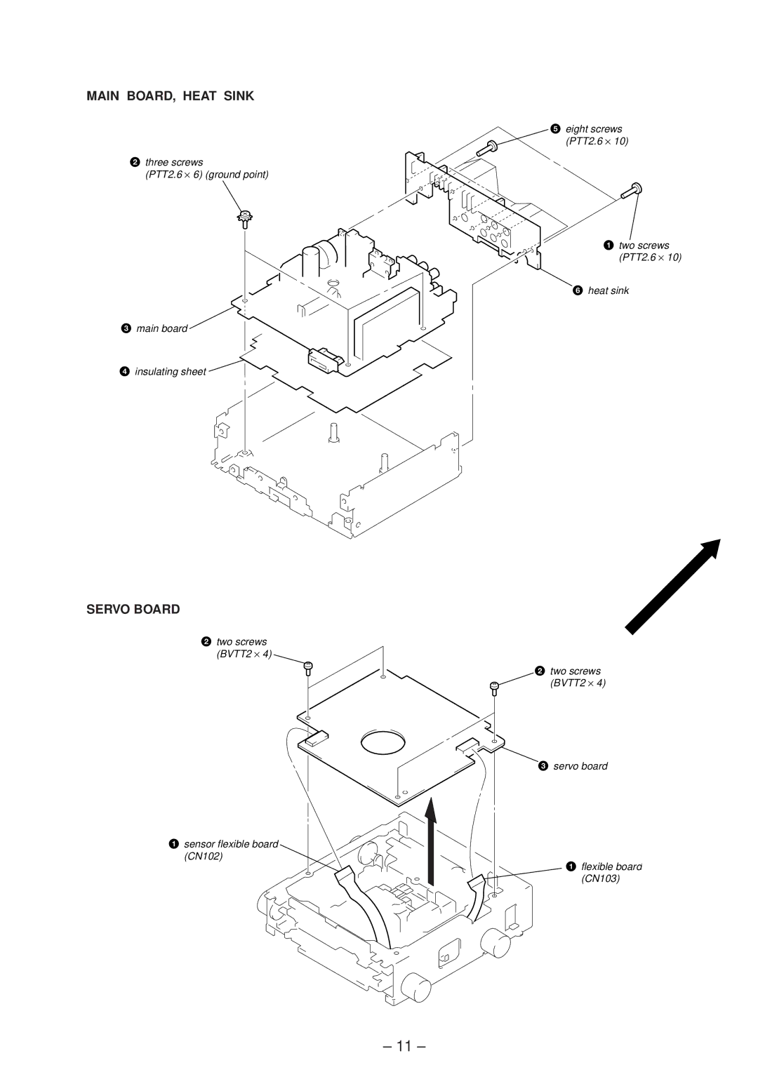 Sony MDX-C5970R service manual Main BOARD, Heat Sink, Servo Board 