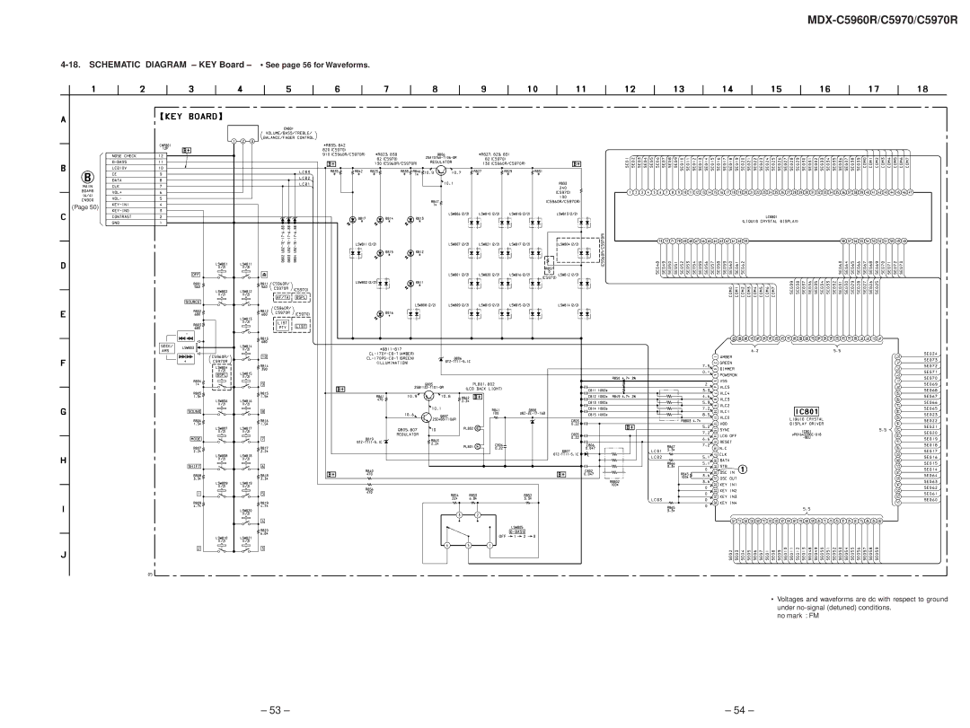 Sony MDX-C5970R service manual Schematic Diagram KEY Board See page 56 for Waveforms 