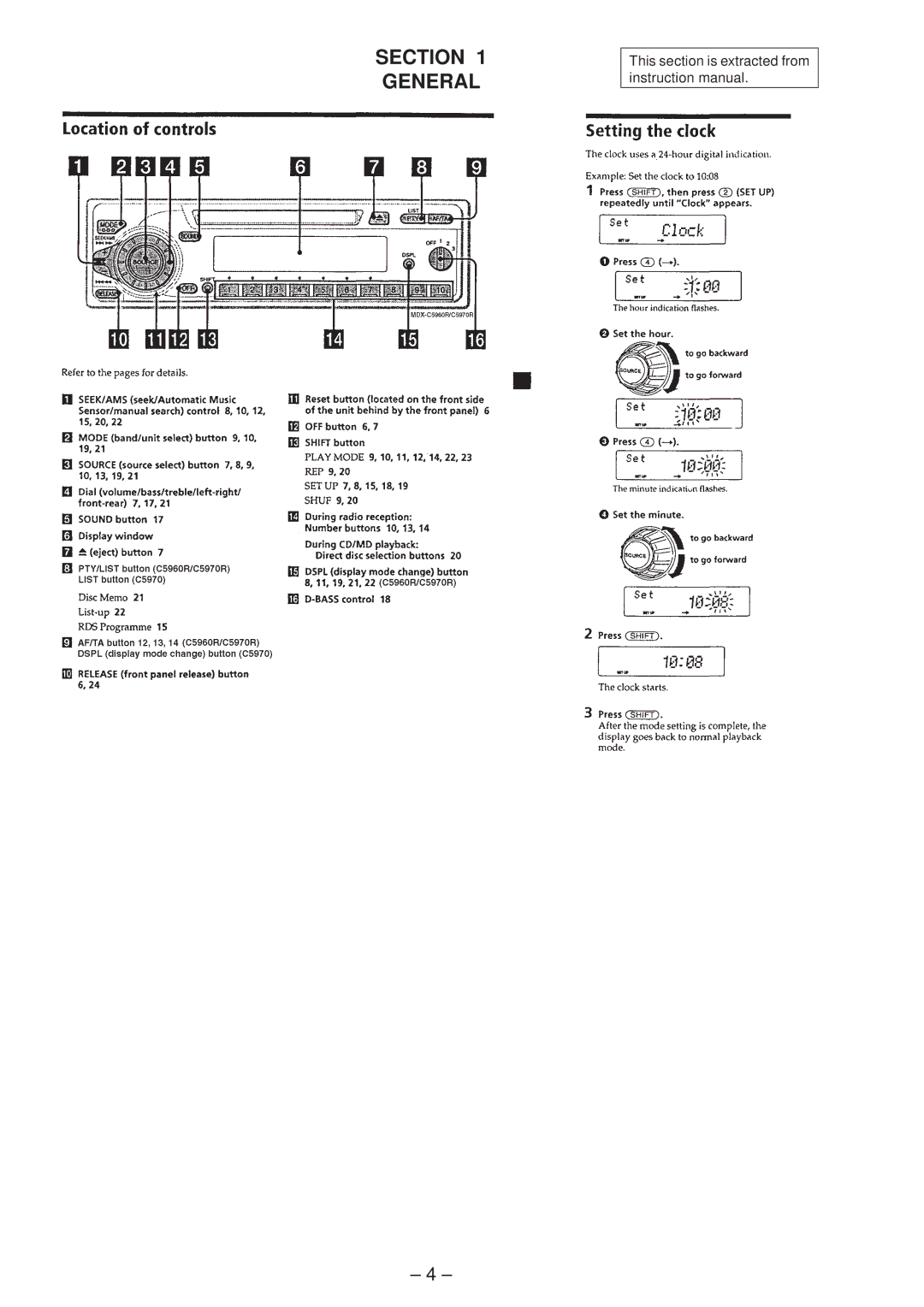 Sony MDX-C5970R service manual Section General 