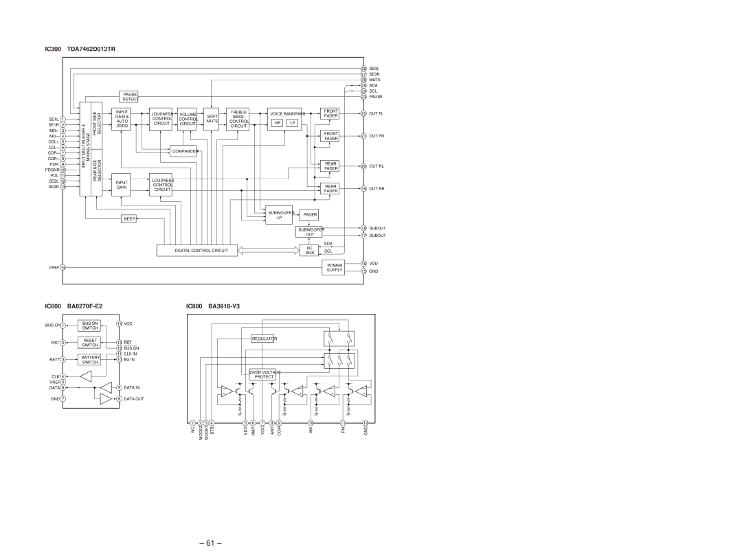 Sony MDX-C5970R service manual IC300 TDA7462D013TR, IC600 BA8270F-E2 IC800 BA3918-V3 