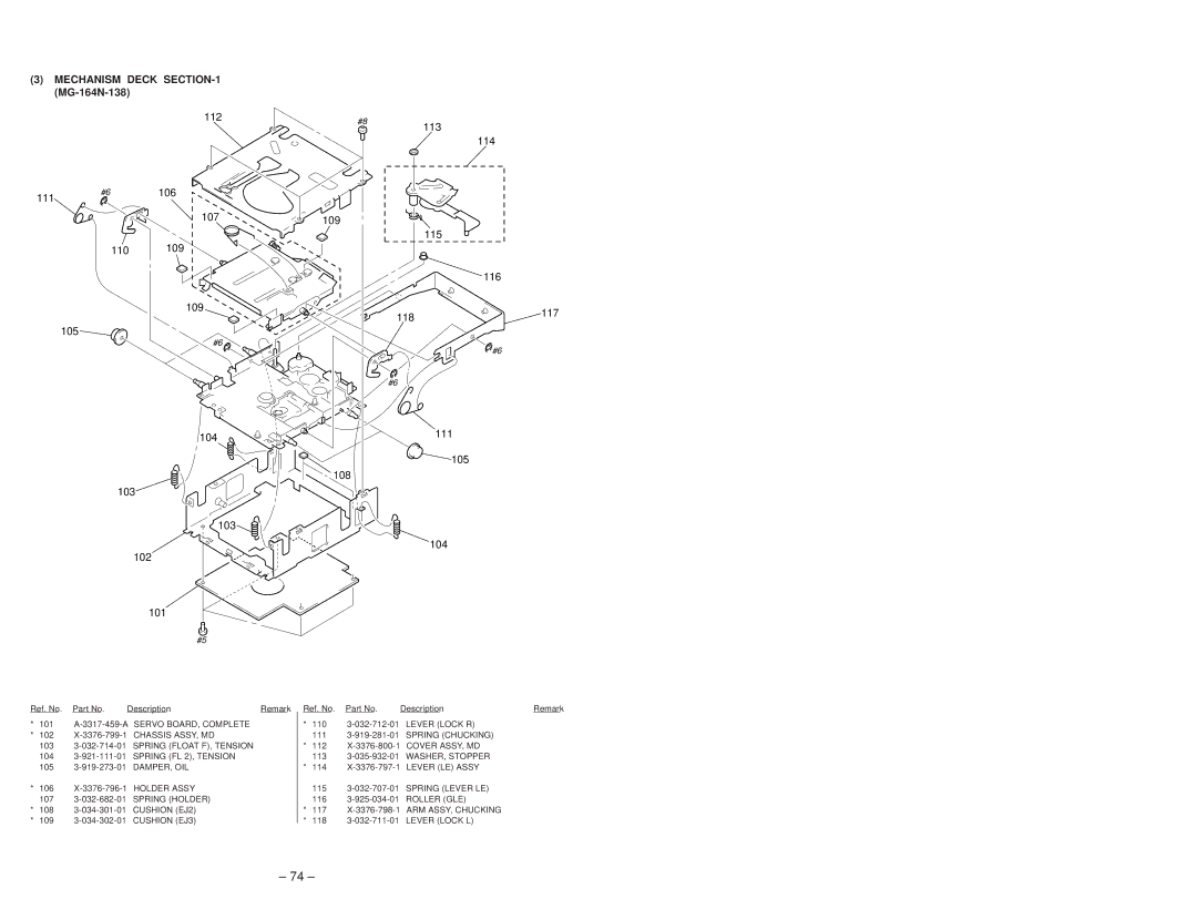 Sony MDX-C5970R service manual Mechanism Deck MG-164N-138 