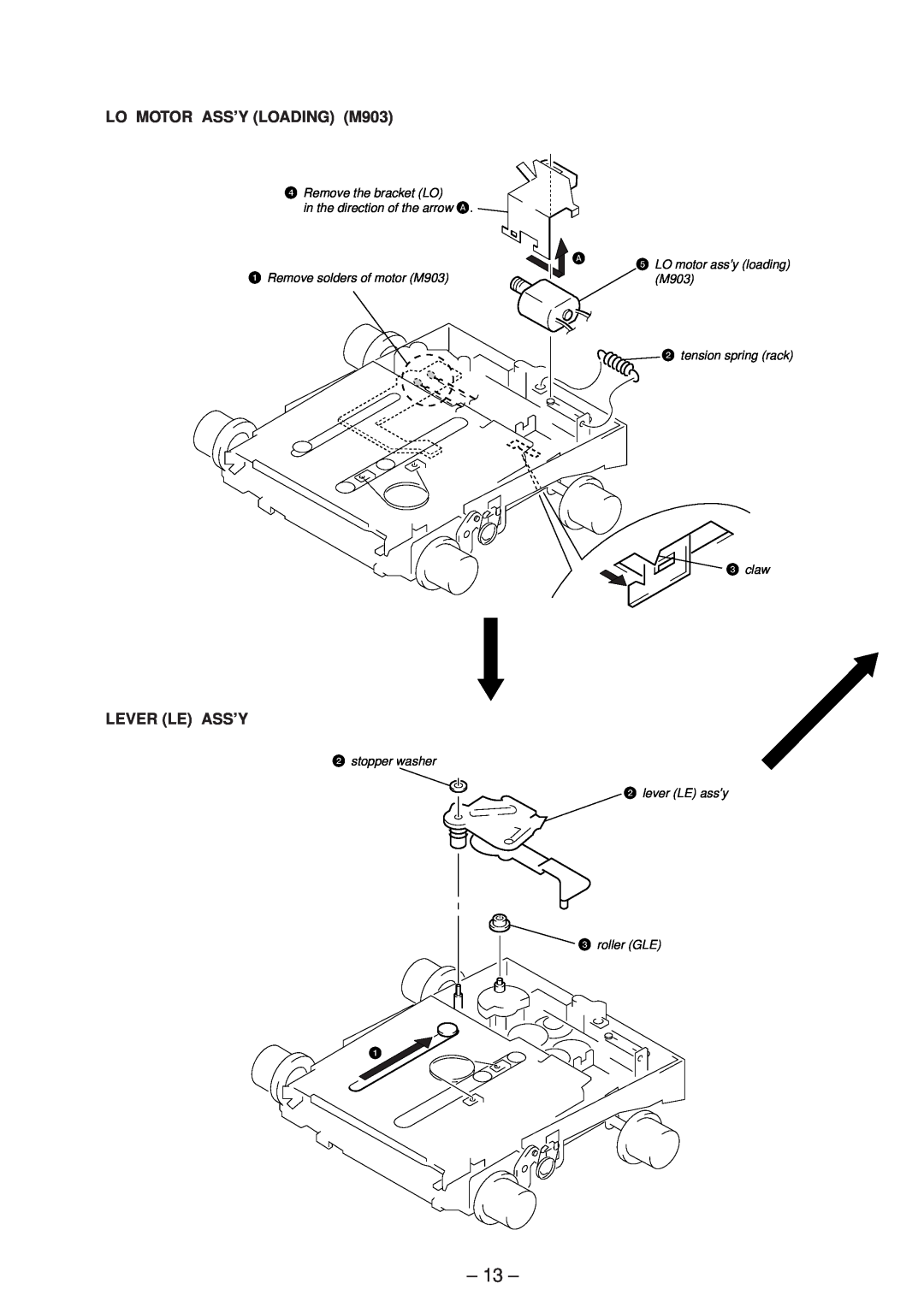 Sony MDX-C5970R service manual 13, LO MOTOR ASS’Y LOADING M903, Lever Le Ass’Y 