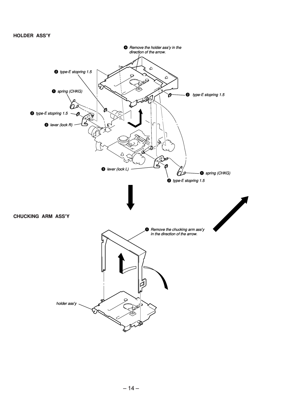 Sony MDX-C5970R service manual 14, Holder Ass’Y, Chucking Arm Ass’Y 