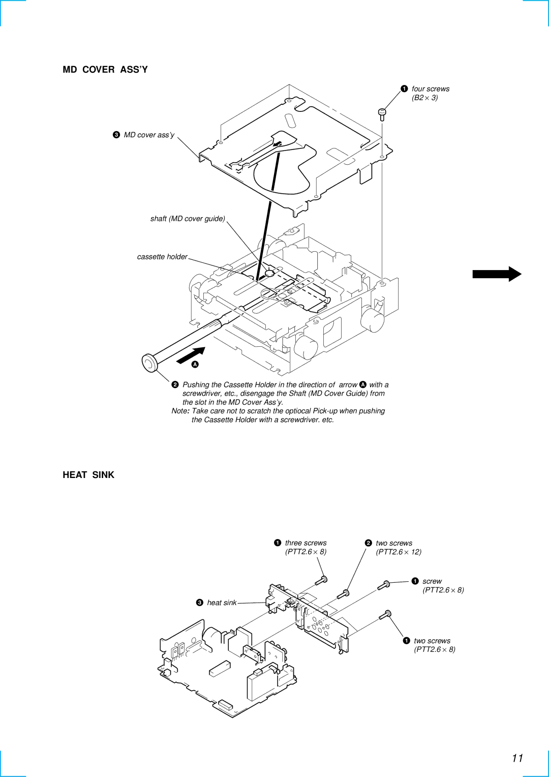 Sony MDX-C6500RV service manual MD Cover ASS’Y, Heat Sink 